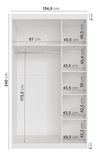 Guarda Roupa Modulado De Canto Com Espelho 6 Portas 3 Peças