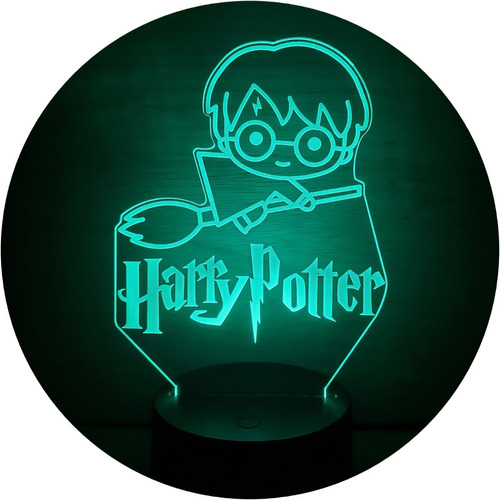 Harry Potter Chibi Lampara Led Ilusion 3d Gryffindor Escoba