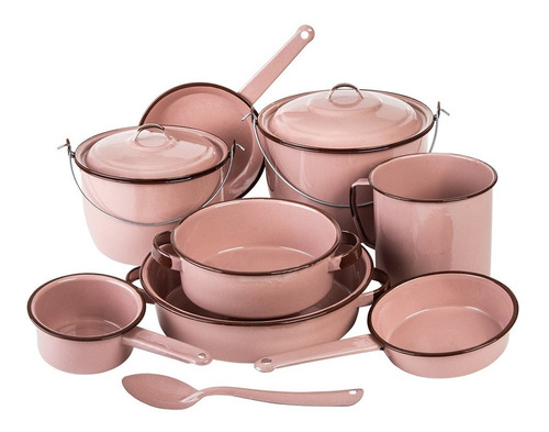 Batería De Cocina De Peltre Rubí 11 Piezas Color Rosa Cinsa