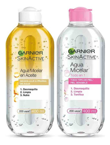 Garnier Skin Active Kit Micelar Todo En 1 Y Bifásica 800ml Tipo de piel Normal