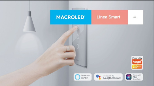 Tecla Smart Negra 3 Canales Wifi Ac100-240v Macroled Tsx3n