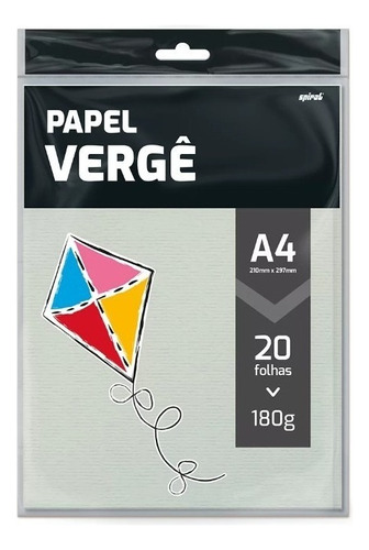 Papel A4 Vergê 180g Com 20 Folhas Tamanho 210x297mm Cor Cinza