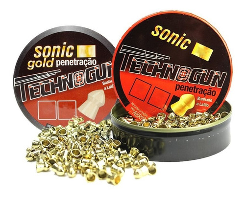 Kit 2 Chumbinho Technogun Sonic Gold 4.5mm - 500 Unidades