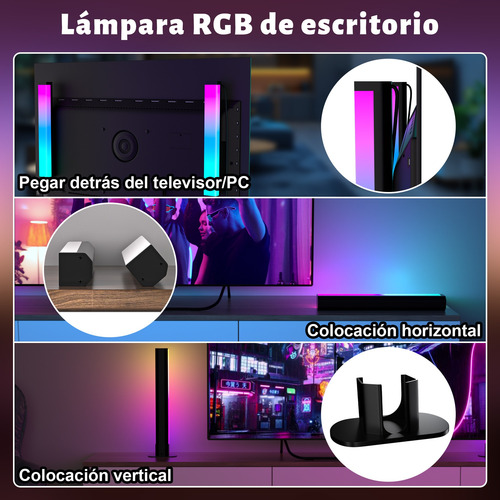 Barra De Luz Led Rgbic 30cm Bluetooth Escritorio Lámparas