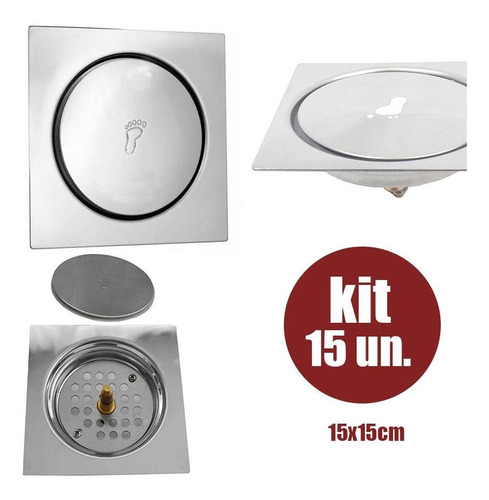 Ralo Inteligente Popup Click 15x15 Aço Inox 15 Un. Banheiro