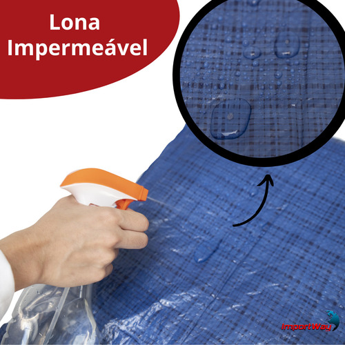Lona Plástica Impermeável 6x4 Mts Carreteiro Reforçada Azul