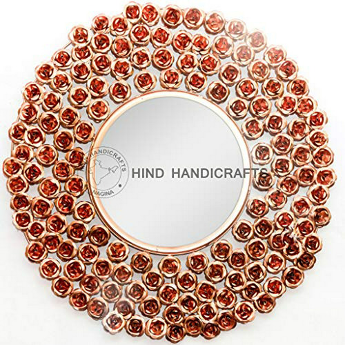 Hind Handicrafts Espejo De Pared Redondo Rosa De 24  - Espej