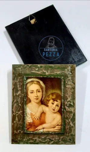 Cuadro Virgen Con El Niño - Murillo - Estucado - 11 X 15 Cm