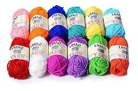 Lihao Mini Hilo De 12 Madejas Para Tejer Crochet Artesanal -