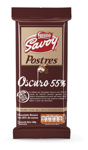 Imagen 9 de 9 de Savoy® Postres Oscuro 55% 200g