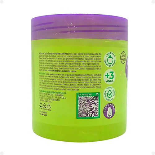Gelatina Capilar Com Glitter Kolene Cachinhos 500g