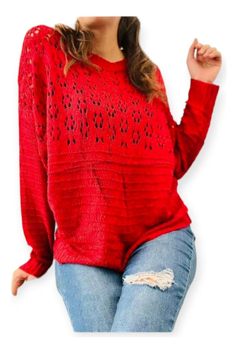 Sweater Calado Tejido Mujer 