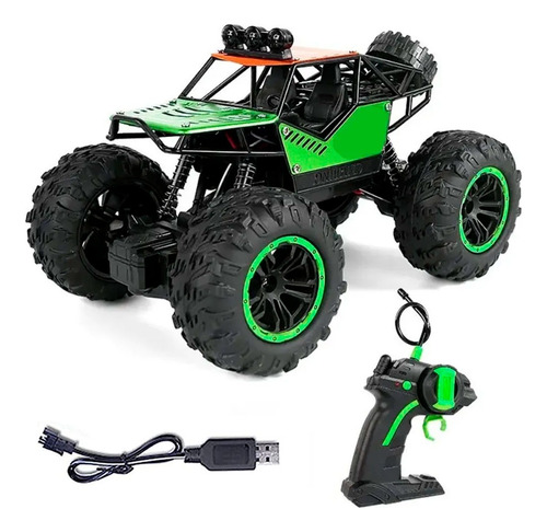 Auto Camioneta Radio Control Remoto 4x4 Monster Truck Alumin Verde Auto