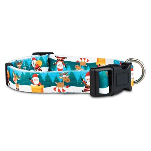 Collar De Perro De Navidad, Santa Y Reindeer, Grande