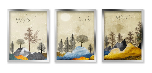 Cuadros Decorativos Tripticos Con Marco  Paisaje Artistico