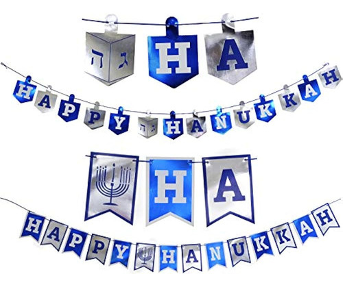 Feliz Hanukkah Banner Chanukah Decoraciones 2 En 1 Bandera Y