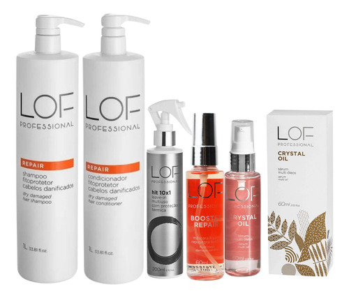 Kit Lof Shampoo+ Cond Repair + Oil Crystal+ Mask +hit 10x1