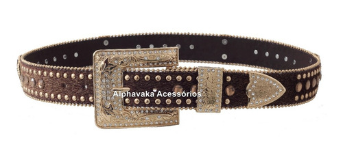 Imagem 4 de 4 de Lançamento Lindo Cinto Feminino Country Lady Marrom Strass