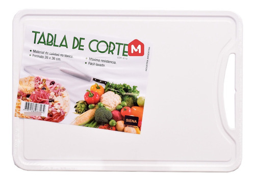 Tabla De Cocina Para Picar Cortar De Plastico Polipropileno Color Blanco