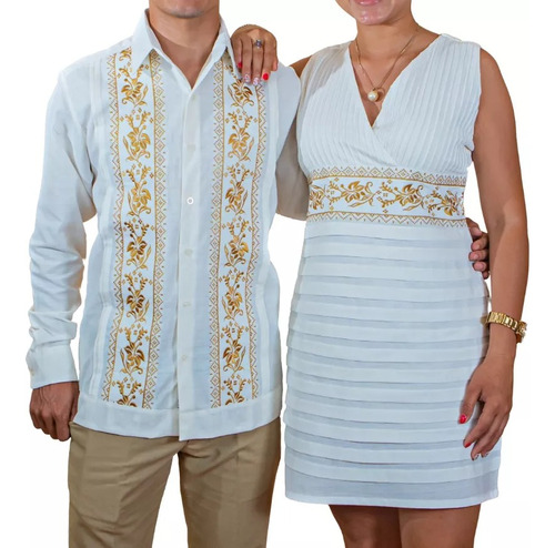 Duo Guayabera Y Vestido Calabaza Blanca Incluye Las 2 Piezas