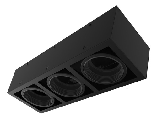 Aplique Techo Negro Led Box 3 Spot Cardanico Ar111 Foco Gu10