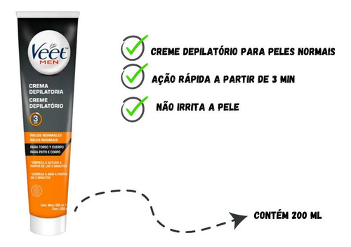 Veet Creme Depilatório Corporal For Men 200ml Kit 2 Unid