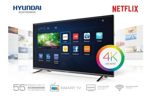 Smart Tv Televisor 55 Pulgadas Hyundai Wifi Delivery Garanti