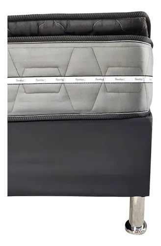 Conjunto Sommier Resortes, Bali, 1 Plaza Y Media- Ártico Color Negro