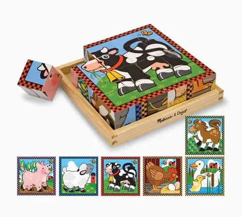 comprar Rompecabezas Melissa & Doug Cubos De Madera La Granja 10775