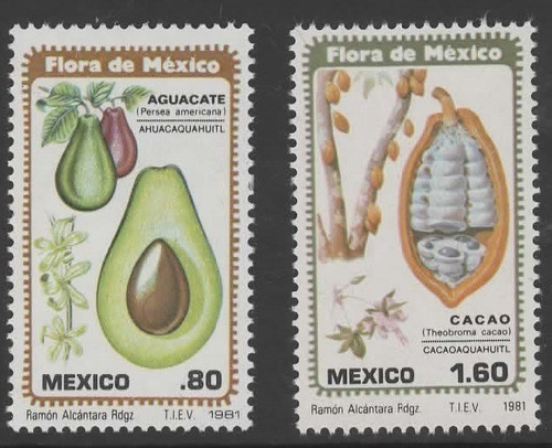 Hoja Carnet Primer Día , Flora Cacao Aguacate 1981