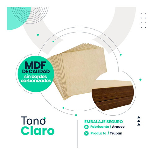 Lamina Panel Mdf 3mm 30x30 Cm 32 Ud. Corte Laser (pack 4) Natural