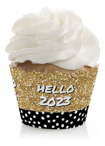 Decoracion Fiesta Año 2023 - Envoltorio Cupcake Juego 12