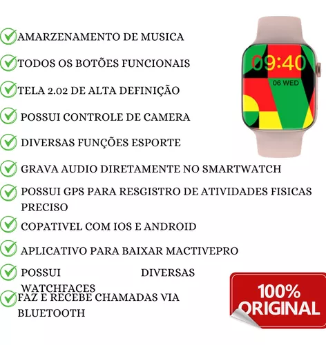 Relógio Smartwatch W29 Pro Série 9 Película Case 2 Pulseiras