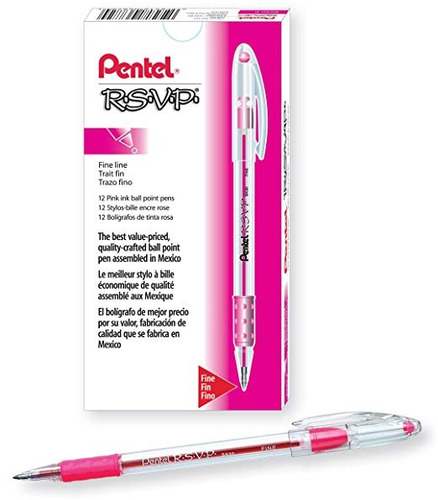 Pentel R.s.v.p. Bolígrafo, 0,7 Mm De Punta Fina, Rosado De L