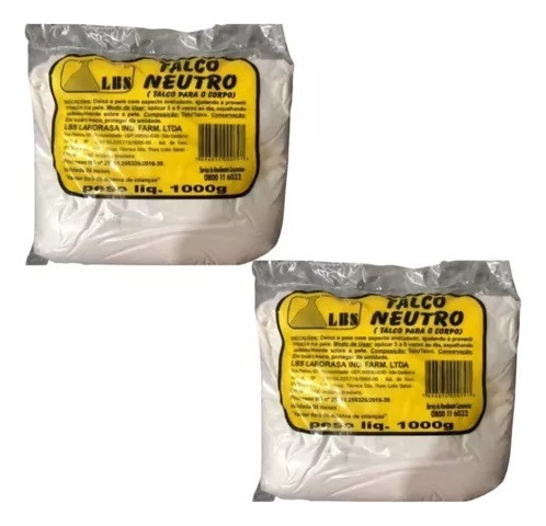 Kit C/ 2 Unidades Talco Para Corpo Neutro 1 Kg