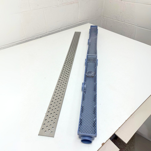 Ralo Estreito Inox 304 Bolinha 6x100 Cocho Escoamento Cinza