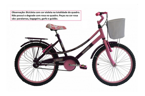 Bicicleta Infantil Aro 20 Feminina Rharu Miss Tipo Cecizinha