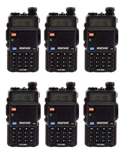 Kit 6 Radio Comunicador Dual Band Baofeng Uv-5r Vhf Uhf
