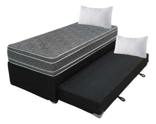 Sommier Carricama Nido Ayfa Colchon Euro Top 1 Plaza 80x190 Color Negro