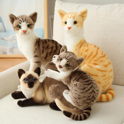 Simulación Suave Gatos Siameses Muñeca 25cm Estilod