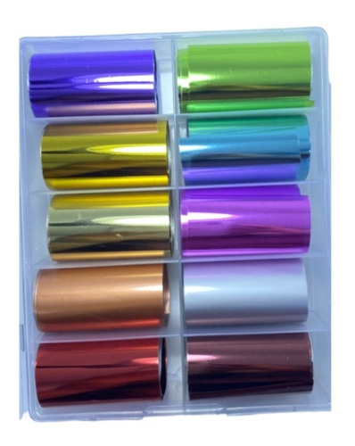 Papel Foil Set X10 Color Metalizado Manicure