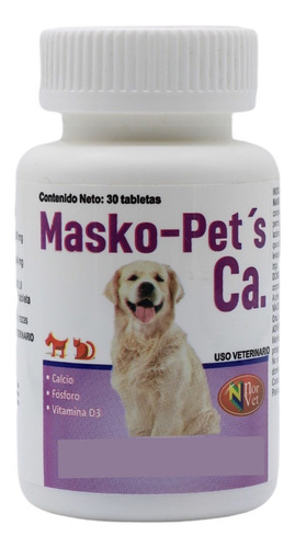 Masko Pets Ca 30 Tabletas Complemento De Calcio Norvet Perro