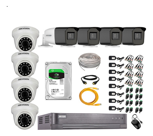 Cámaras Seguridad Kit 8 Hikvision Full Hd 2tb 40m Varifocalb