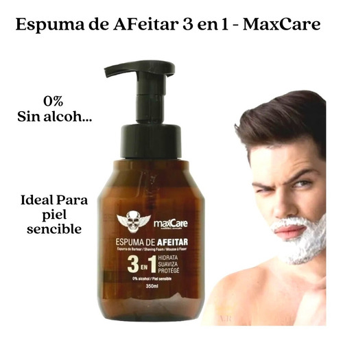 Imagen 3 de 3 de Espuma Afeitar Barba Hombre Cuida La Piel Sencible Maxcare