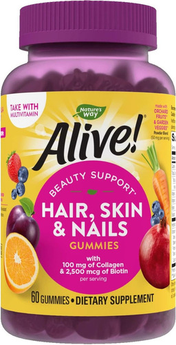 Alive Hair Skins & Nails 60 Gomitas Sabor Sin Sabor