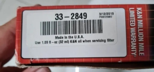 Filtro De Ar K&n 33-2849