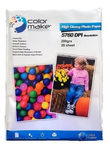 Papel fotográfico brillante glossy 10x15 200gr por 100 hojas - Data Print