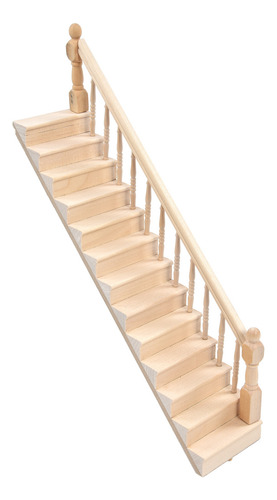 Escalera Para Casa De Muñecas De Abedul Brillante Con Esquin