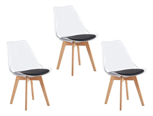 Set X3 Silla De Comedor Moblihouse Eames Piel Sintetica