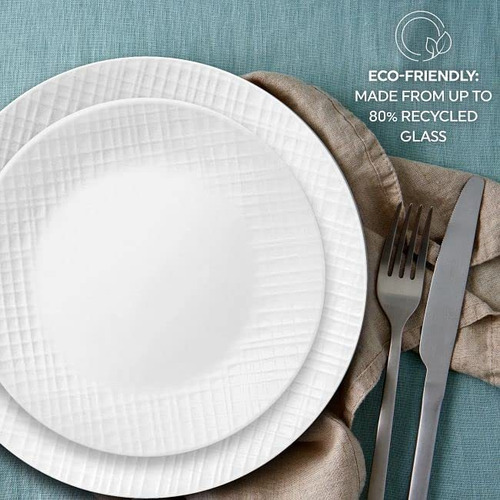 Set Vajilla Corelle Linen Weave 12pz Blanco